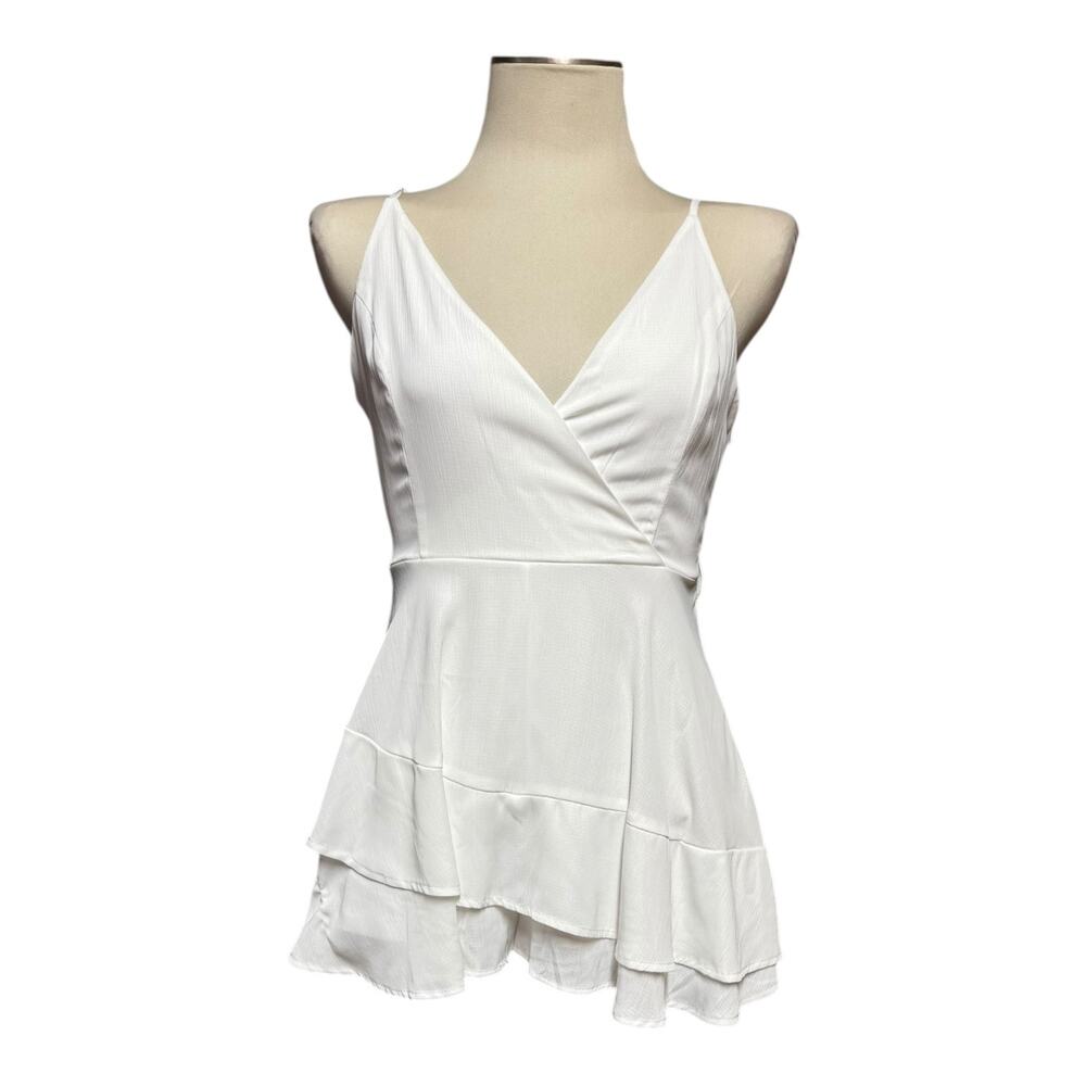 Altar'd State Artesia Romper Ruffle White Small
